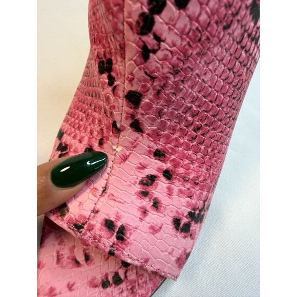 Steve Madden Conflict Women Size 7 Pink Snake Open Toe Ankle Stiletto Heels Boot - Picture 13 of 14